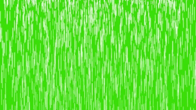 Abstract White Digital Rain Particle Stream Falling Down On A Vibrant Green Screen Background Chroma Key Video Overlay Cyber Data Flow Matrix Style Motion Graphics Loop For Futuristic Technology Compu