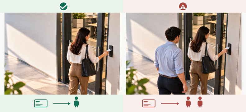 Office Tailgating Security Risk Versus Safe Badge Entry
