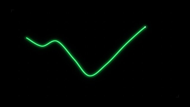 Crypto stock market line animation with glowing red and green graph. 4k