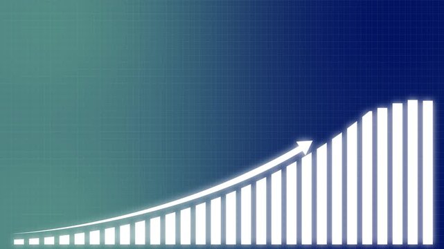 Abstract business graph icon animation background. allusive graph chart showing marketing sales profit increasing to Business graph chart showing recovery with rising curved arrow after decline.