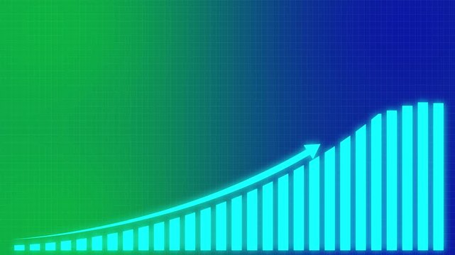 Abstract business graph icon animation background. allusive graph chart showing marketing sales profit increasing to Business graph chart showing recovery with rising curved arrow after decline.