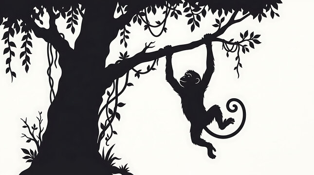 Monkey Fictional hanging from a tree