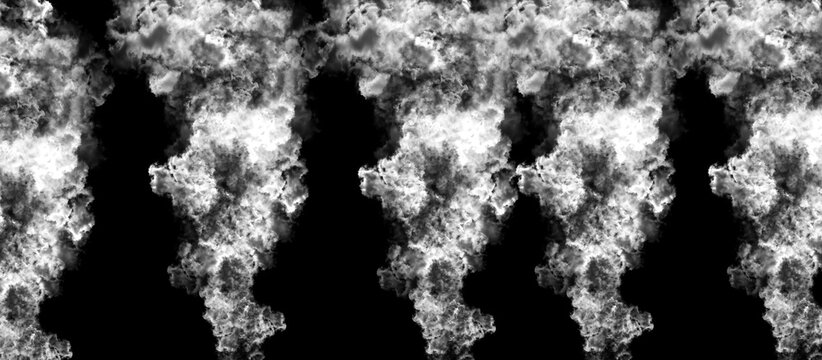 Multiple thick vertical smoke columns rising parallel against isolated deep dark background panel.