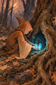 Rough gouache hush before midnight in umber, peach and electric cyan