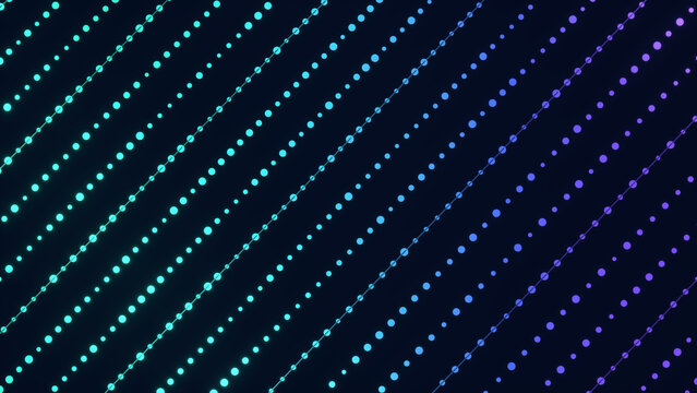 Mint to Violet Gradient Diagonal Dotted Stripes