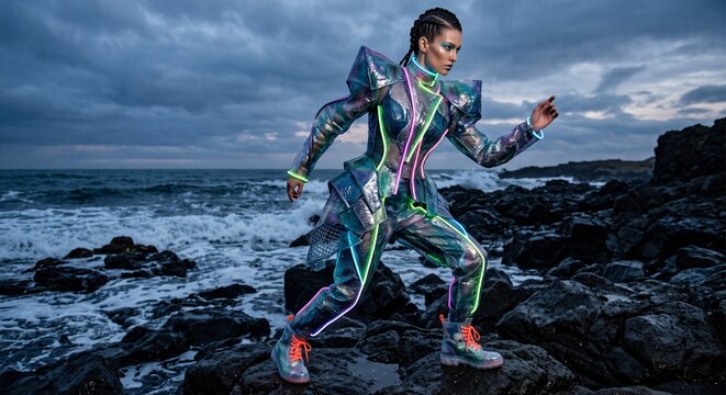 Model Wearing Shifting Fashion from Recycled Ocean Plastics
