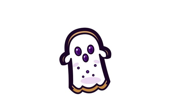 Cute cartoon ghost cookie for Halloween celebration.