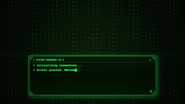 Retro Green Computer Terminal Interface with Command Prompt Text