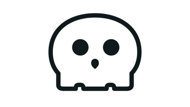 Simple Black and White Skull Icon Graphic Design.