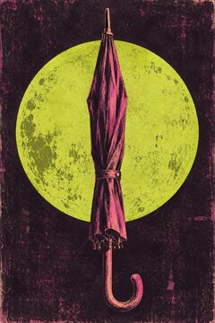 Umbrella eclipse crossing a flat chartreuse moon