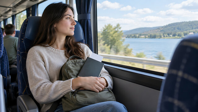 Bus Passenger Keeping Belongings Close