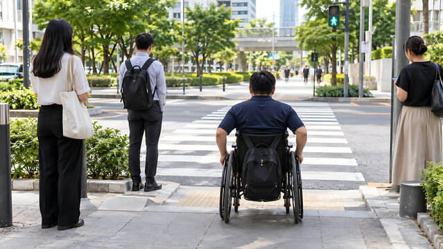 Pedestrian Crossing with a Wheelchair User