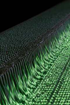 Abstract green digital wave with binary code pattern