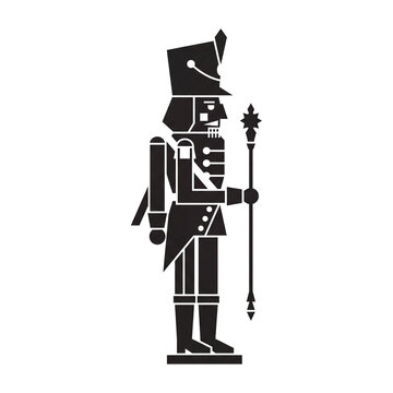 Traditional Nutcracker Minimal Silhouette Set Isolated on Background