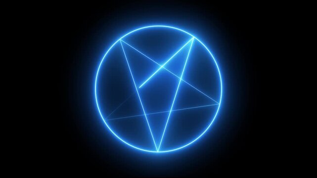 Glowing Neon Pentagram idea. Mystical Occult Star Sign for Esoteric and Fantasy Design. with animated of transparent background.