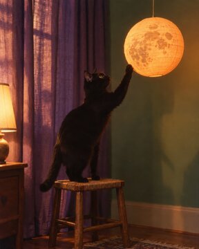 Curious cat, visible grain and slight halation in a spare domestic scene