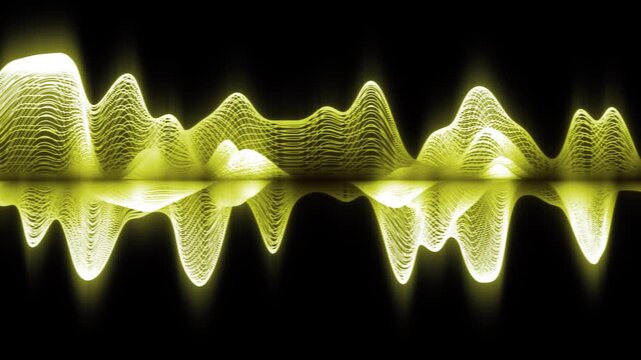 Golden Threads Audio Waveform with Smooth Vibration on Black Background