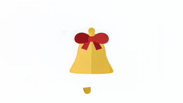 Festive golden bell ornament with red bow and star decoration