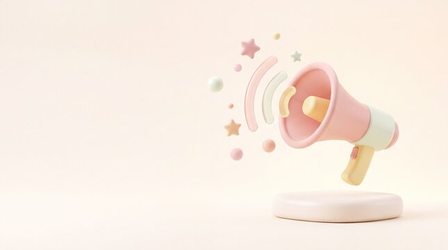 Commercial 3D e-commerce sale promotion banner featuring soft clay megaphone speaker with space for text