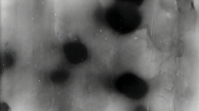 Abstract black and white film grain texture with dust scratches and vintage light leaks