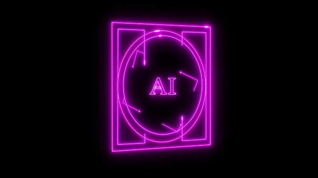 Digital artificial intelligence revolution elements logo with symbol animation on a black background.