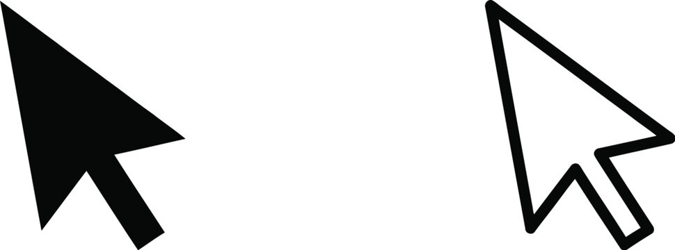 Cursor icon vector design showing solid and outlined arrow