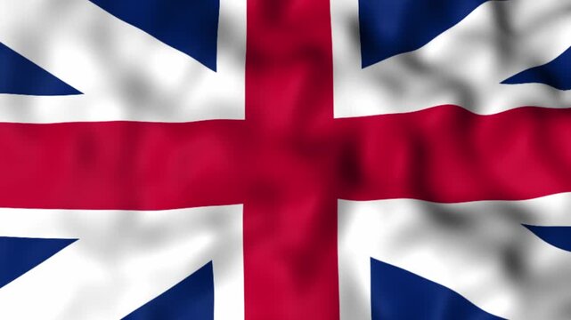 Waving Flag of Great Britain, Close-Up of British Union Jack in Motion