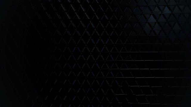 Abstract dark metallic geometric grid pattern moving smoothly in a futuristic technology background loop