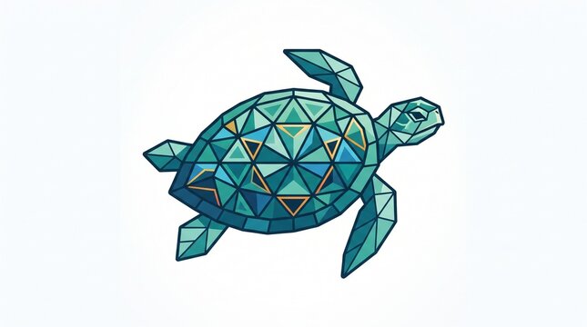Abstract Low Poly Tortoise Graphic Element for Environmental, Marine Conservation, and Corporate Branding Design