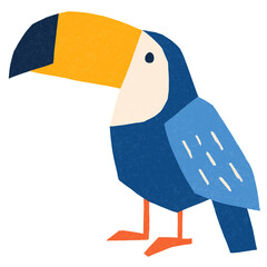 Fototapeta premium Cute Blue Toucan Bird Hand Drawn Tropical Animal Illustration