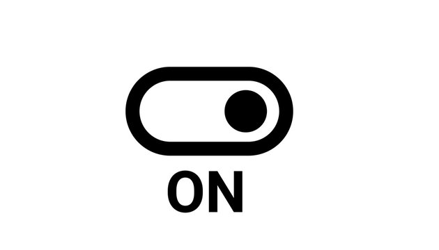 Toggle switch icon with ON text label isolated on transparent background for user interface design