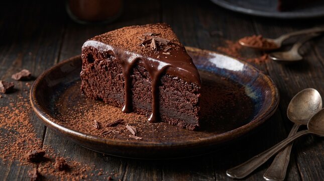 Chocolate fudge cake slice