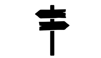 Wooden signpost with two directional arrows isolated on transparent background for navigation and wayfinding © Mohammad
