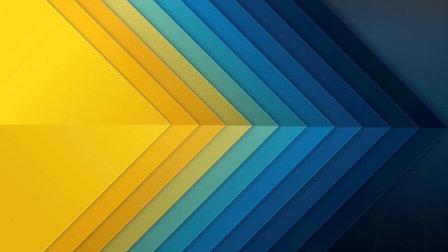 Modern abstract geometric motion background with layered yellow and blue chevron shapes sliding smoothly