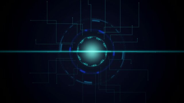 Cyan HUD circular interface pulsing seamless loop background