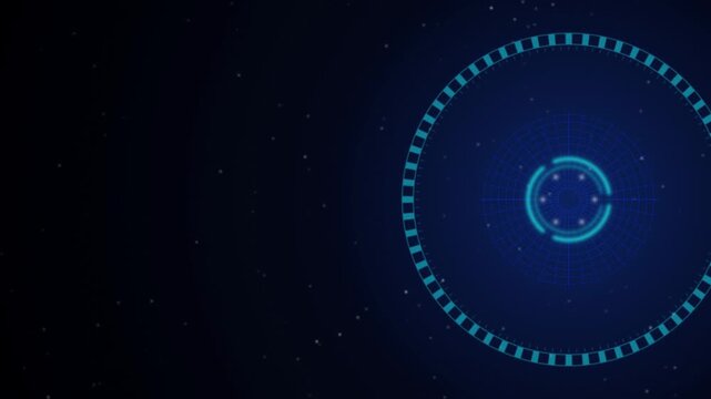 Cyan HUD target radar reticle rotating seamless loop motion background
