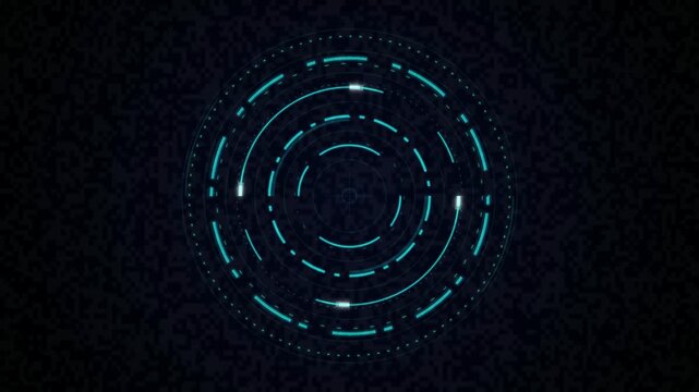 Cyan HUD circular interface rotating seamless loop motion background