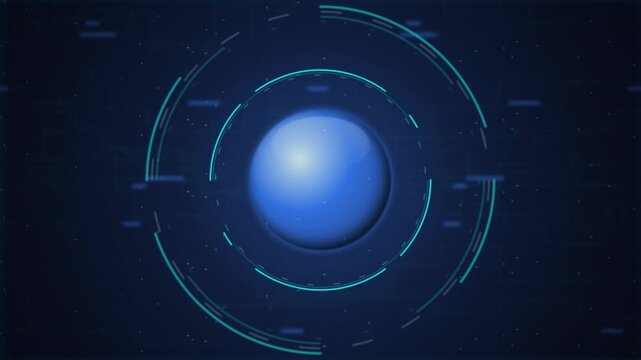 Glowing blue HUD orb floating seamless loop motion background