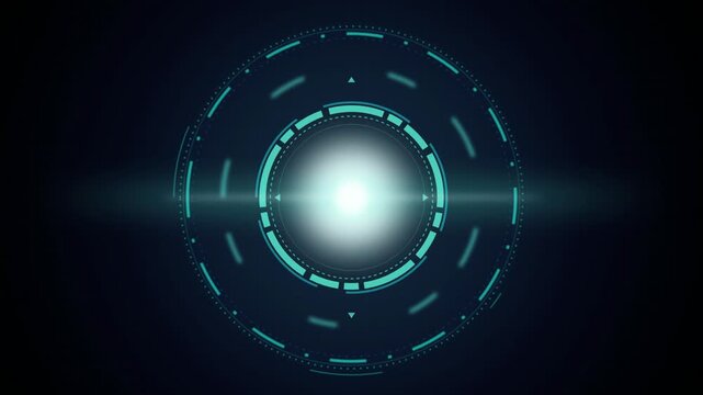 Cyan HUD circle rotating seamless loop motion background