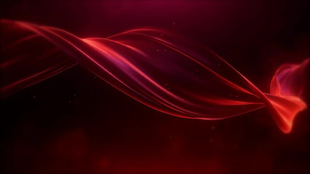 Red energy ribbons flowing in abstract motion