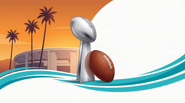 American football championship concept with trophy