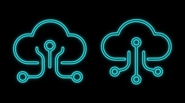 Cloud Computing Continuous Line Icon &ndash; Digital Technology Vector