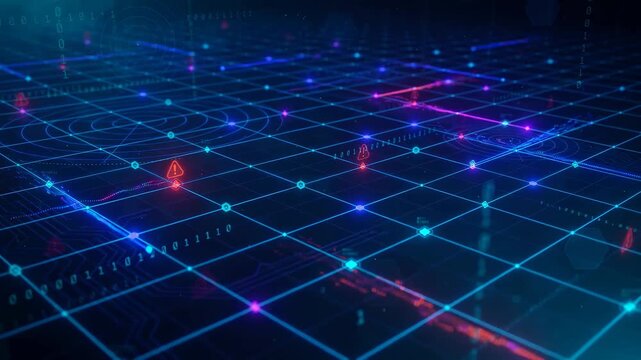 Blue grid pulsing malware attack