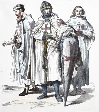 Folk traditional costume, clothing, history of costumes, Templars, 13th century, Spain, Historical, digitally restored reproduction of a 19th century original, exact date unknown