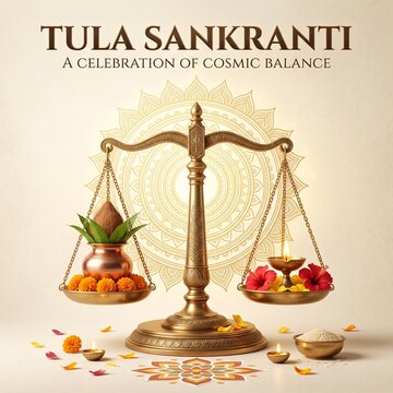 Tula Sankranti Golden Balance Scale  Festival Illustration 
