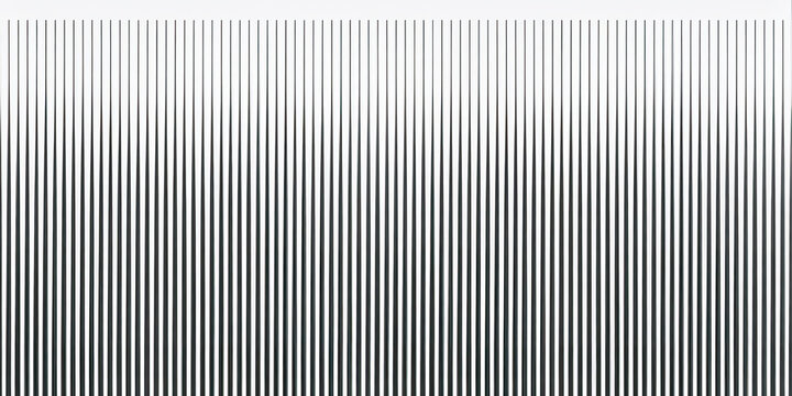 Monochrome pattern of vertical black lines with varying thickness creating a gradient effect on a plain white background surface