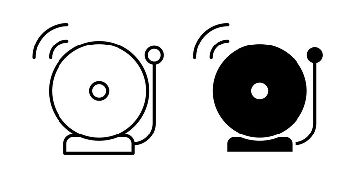 Clean school bell icon representing a school bell used to signal class periods, breaks, and school announcements. Designed in stroke, filled, and colored vector styles for educational materials.