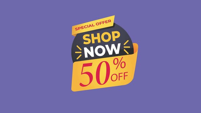50 percent discount promotional badge	