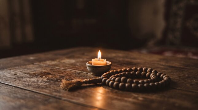 Candle & Tasbih &mdash; Quiet Evening Light