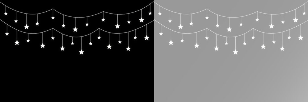 star string decoration with bright white lights draped across elegant sweeping curves png